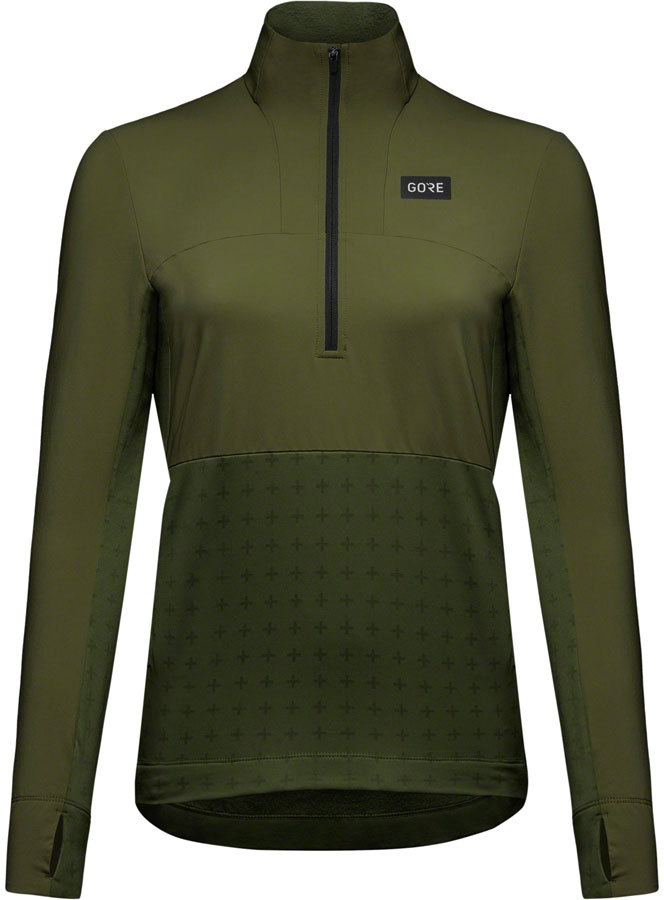 Load image into Gallery viewer, GORE Trail KPR Hybrid 1/2-Zip Jersey - Utility Green Womens Small
