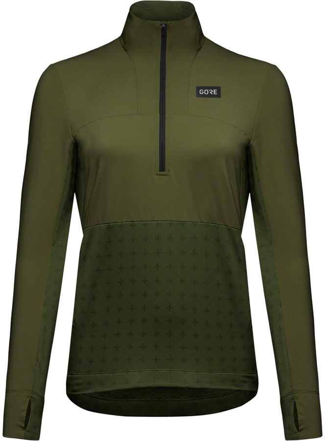 Load image into Gallery viewer, GORE Trail KPR Hybrid 1/2-Zip Jersey - Utility Green Womens Large
