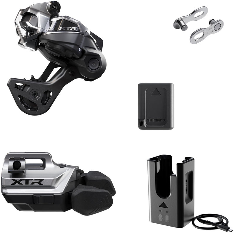 Load image into Gallery viewer, Shimano XTR M9250 Di2 Wireless Upgrade Kit - Includes M9250-GS Rear Derailleur M9250-IR I-SPEC EV Shifter Battery Charger Quick Link
