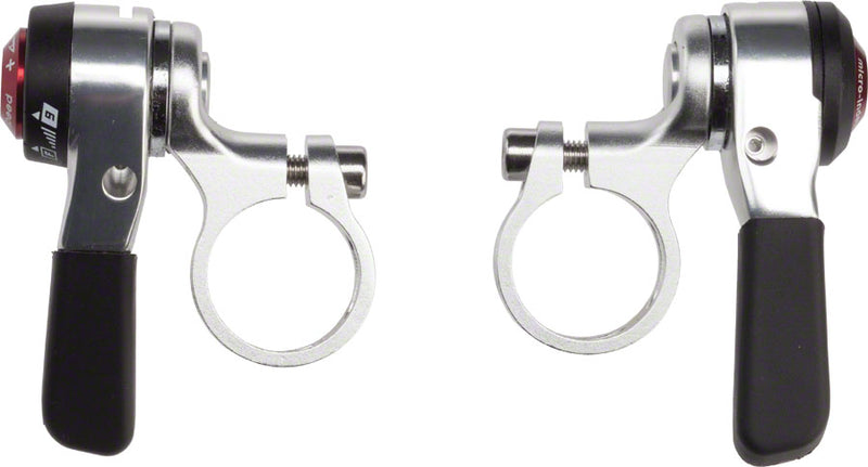 Load image into Gallery viewer, microSHIFT Thumb Shifter Set 9-Speed Double/Triple Shimano Compatible Silver
