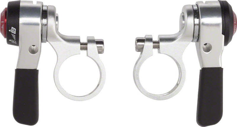 Load image into Gallery viewer, microSHIFT Thumb Shifter Set 10-Speed Road Double/Triple Shimano Compatible Silver
