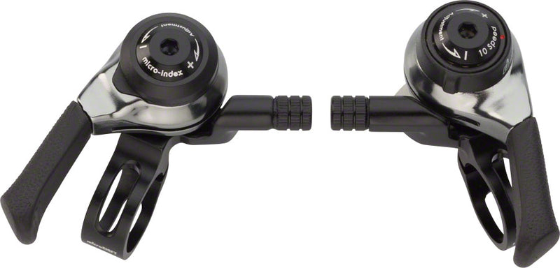 Load image into Gallery viewer, microSHIFT Thumb Shifter Set 10-Speed Mountain Double/Triple Shimano DynaSys Compatible BLK
