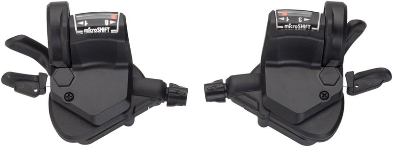 Load image into Gallery viewer, microSHIFT Mezzo Thumb-Tap Shifter Set 8-Speed Triple Optical Gear Indicator Shimano Compatible
