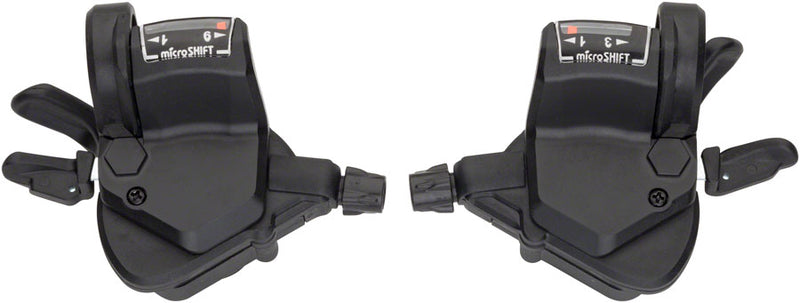 Load image into Gallery viewer, microSHIFT Mezzo Thumb-Tap Shifter Set 9-Speed Triple Optical Gear Indicator Shimano Compatible

