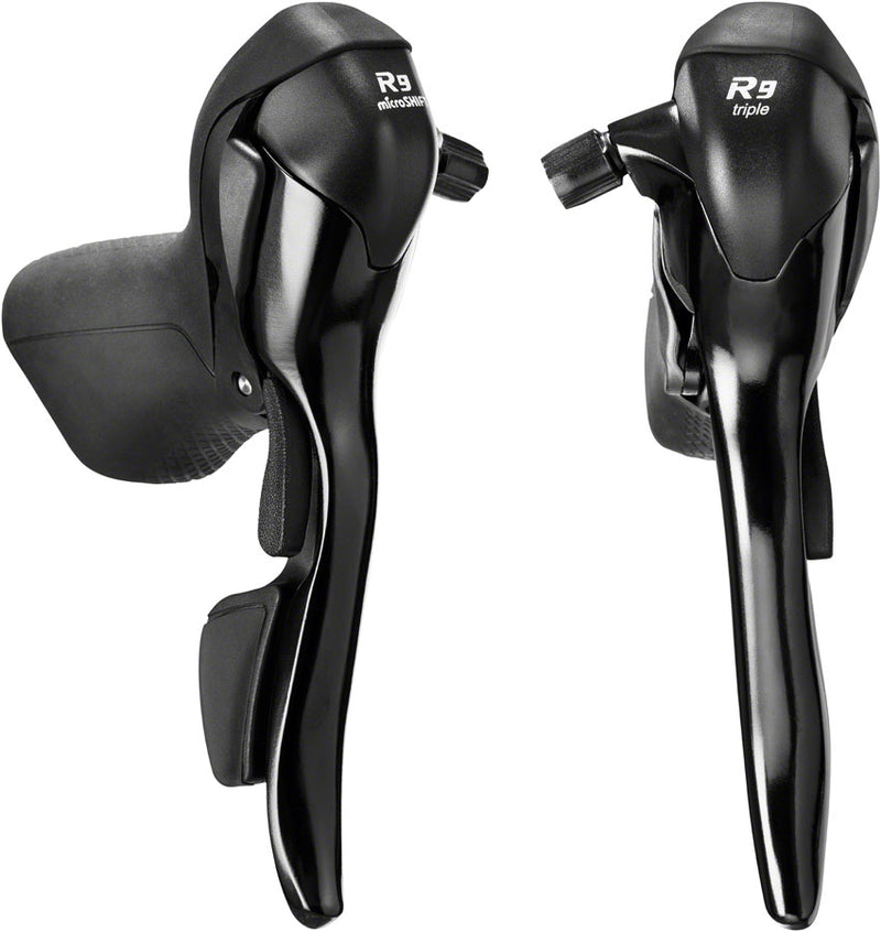 Load image into Gallery viewer, microSHIFT R9 Drop Bar Shift/Brake Lever Set - 3 x 9-Speed Shimano Compatible BLK
