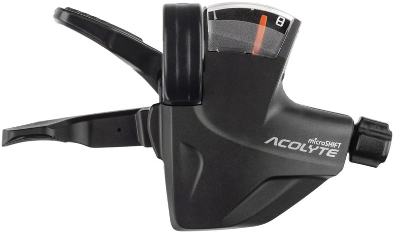 Load image into Gallery viewer, microSHIFT Acolyte Quick Trigger Pro Right Shifter - 1x8 Speed Gear Indicator BLK Acolyte Compatible Only

