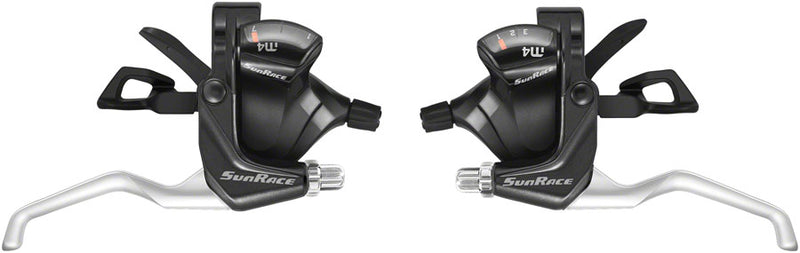 Load image into Gallery viewer, SunRace M406 ST Trigger Brake/Shift Lever Set - 3x7-Speed For V-Brakes BLK/Silver
