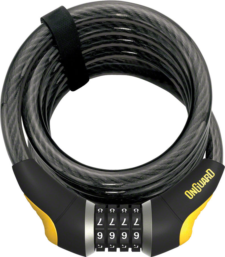 Load image into Gallery viewer, OnGuard Doberman Combo Cable Lock: 6' x 15mm Gray/Black/Yellow

