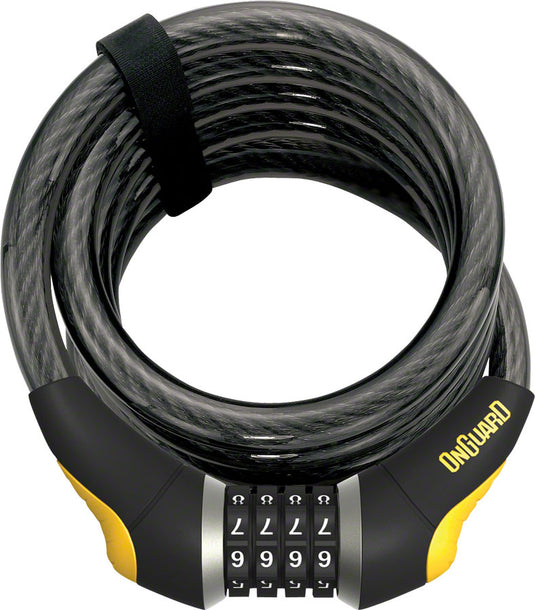 OnGuard Doberman Combo Cable Lock: 6' x 15mm Gray/Black/Yellow