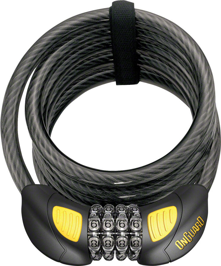 Load image into Gallery viewer, OnGuard Doberman Lighted Combo Cable Lock: 6' x 12 mm Gray/Black/Yellow
