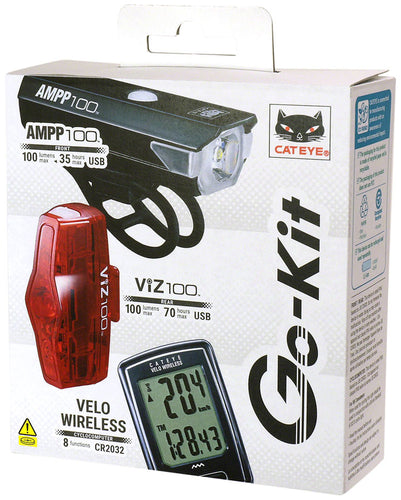 CatEye GS22 Go Kit Light and Computer Set - AMPP100  ViZ100 Velo Wireless