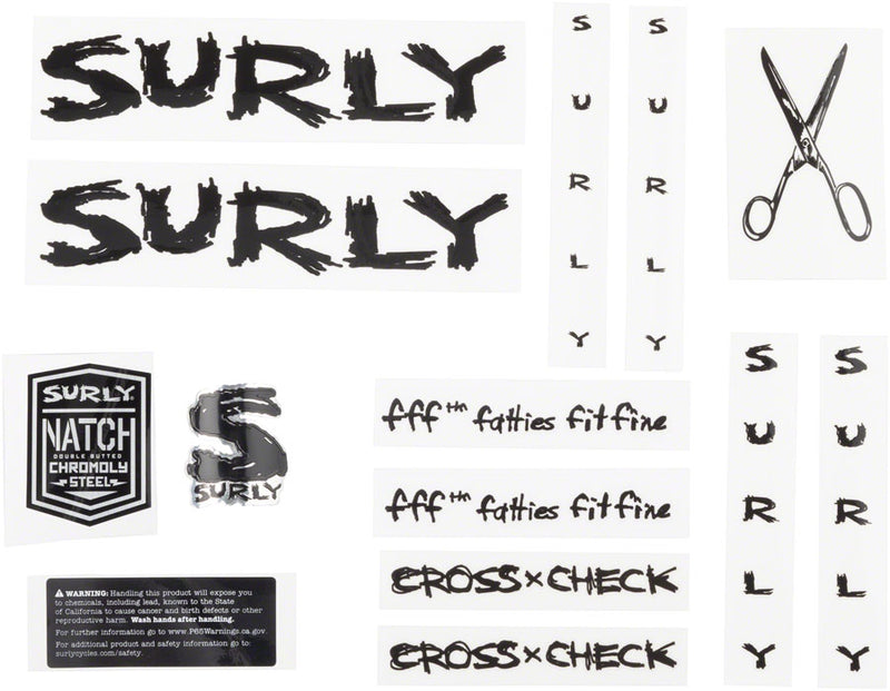 Load image into Gallery viewer, Surly Cross Check Frame Decal Set - Black with Scissors
