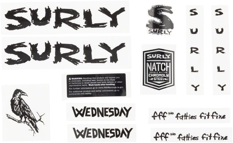 Load image into Gallery viewer, Surly Wednesday Frame Decal Set - Black with Crow
