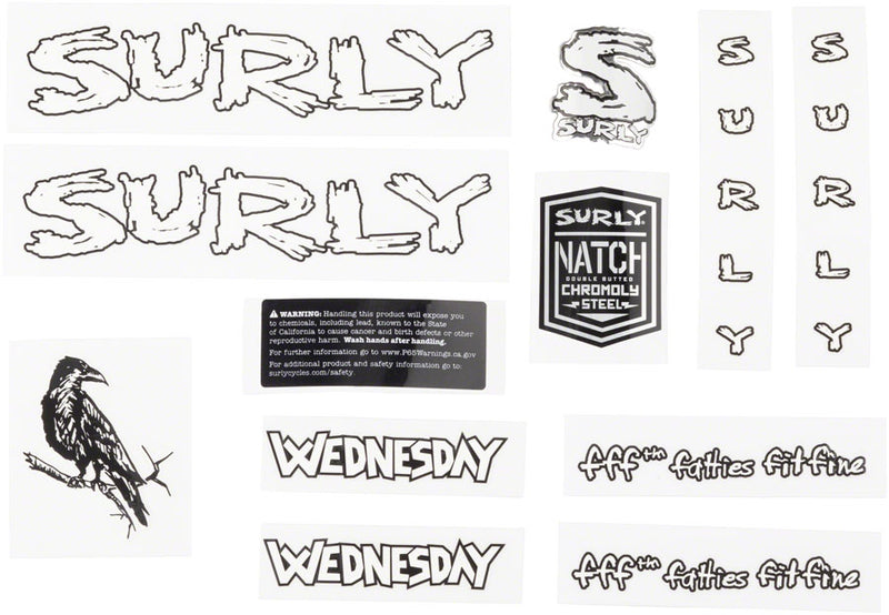 Load image into Gallery viewer, Surly Wednesday Frame Decal Set - White with Crow
