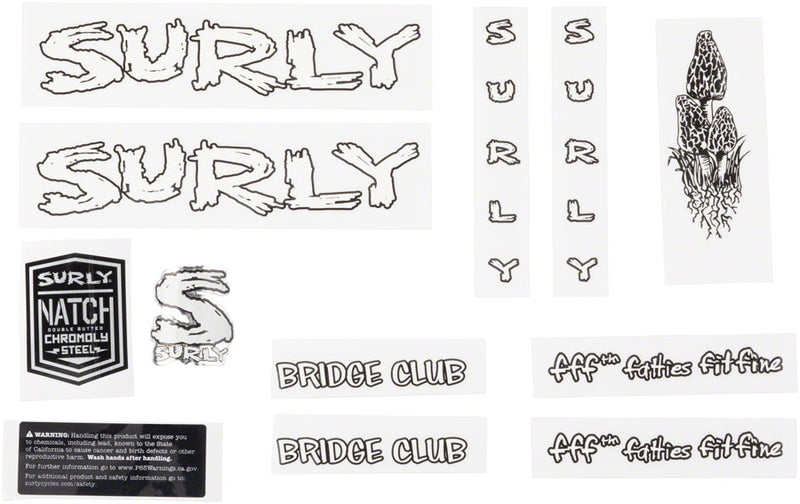 Load image into Gallery viewer, Surly Bridge Club Frame Decal Set - White with Mushrooms
