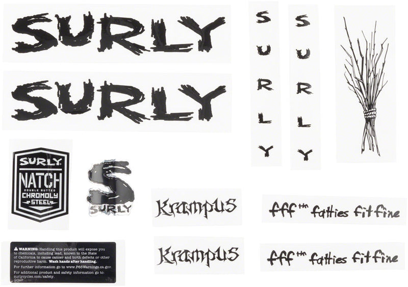 Load image into Gallery viewer, Surly Krampus Frame Decal Set - Black with Sticks
