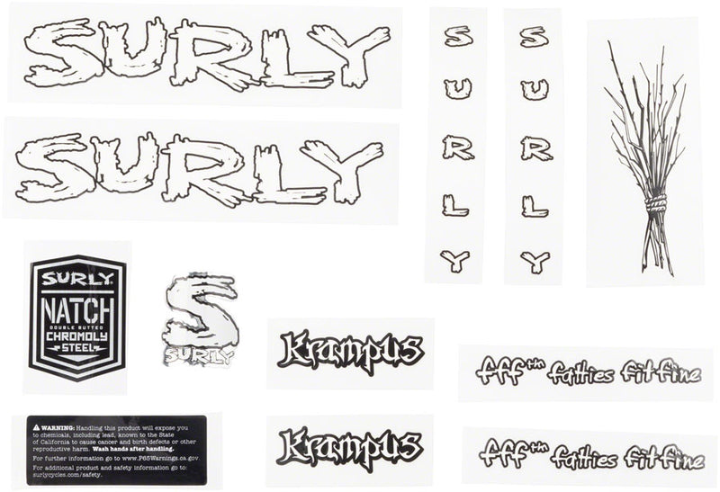 Load image into Gallery viewer, Surly Krampus Frame Decal Set - White with Sticks
