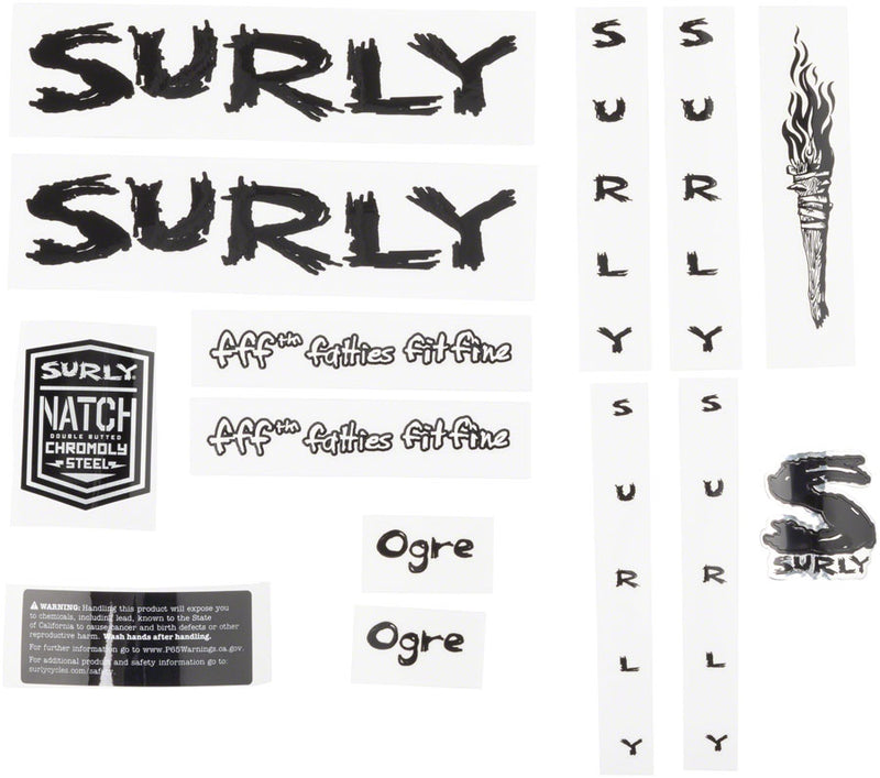Load image into Gallery viewer, Surly Ogre Frame Decal Set - Black with Torch
