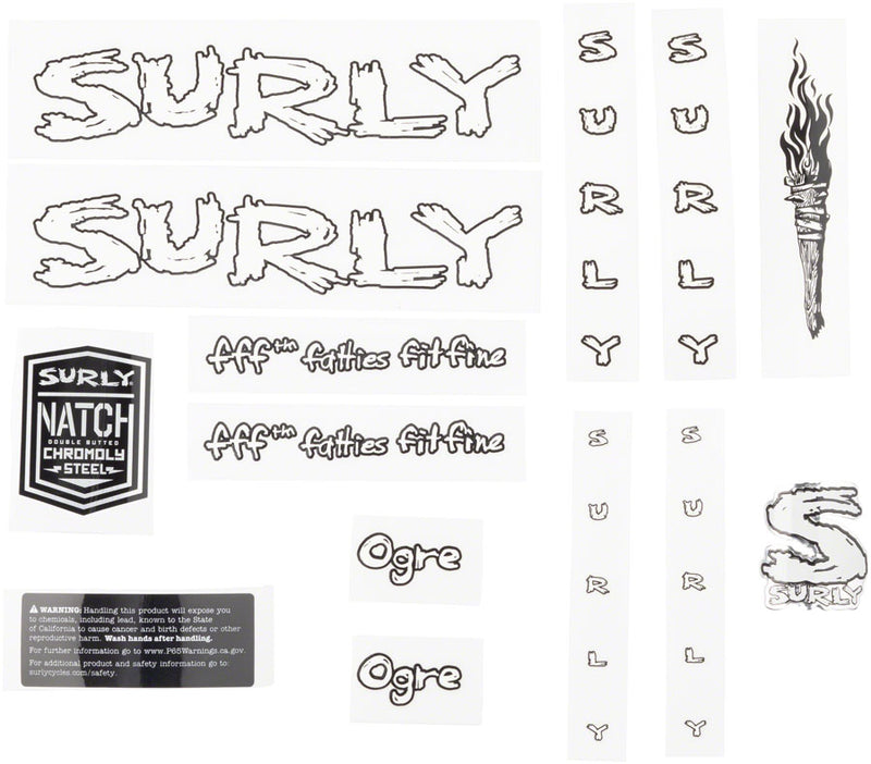 Load image into Gallery viewer, Surly Ogre Frame Decal Set - White with Torch
