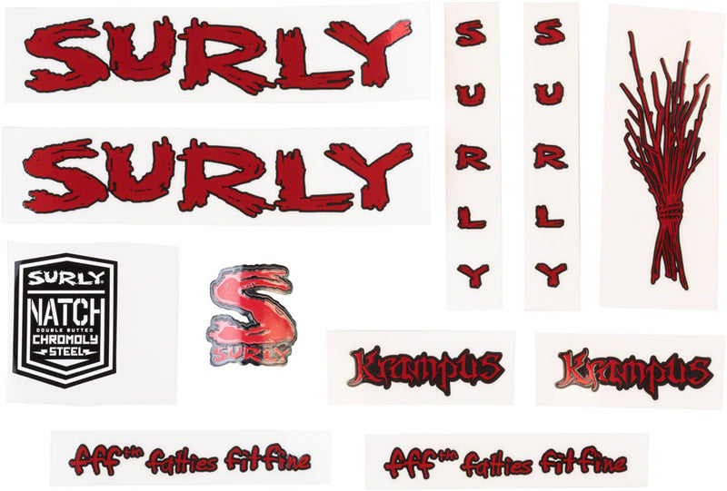 Load image into Gallery viewer, Surly Krampus Frame Decal Set - Metallic Red with Sticks
