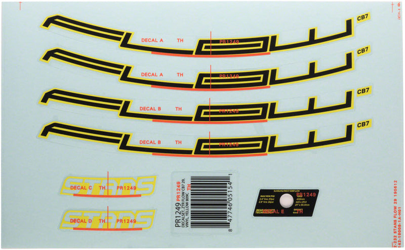 Load image into Gallery viewer, Stan's Flow CB7 Rim Decal - 29" Yellow Set
