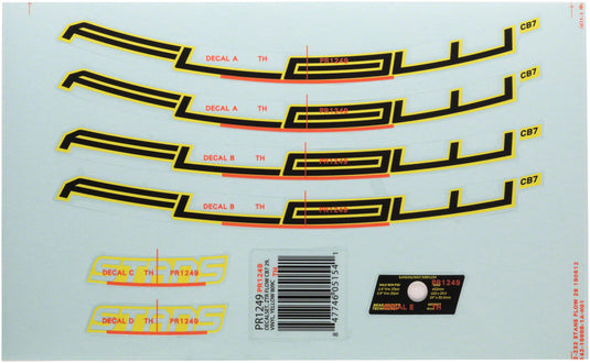Stan's Flow CB7 Rim Decal - 29" Yellow Set