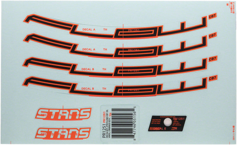 Load image into Gallery viewer, Stan's Flow CB7 Rim Decal - 27.5" Orange Set
