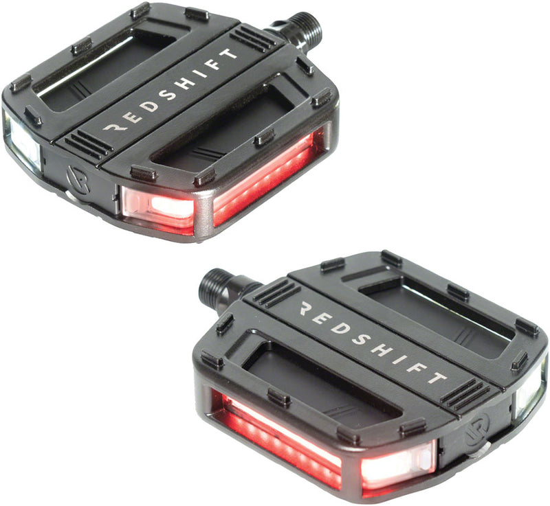 Load image into Gallery viewer, Redshift Arclight Flat Pedals with Lights - Aluminum 9/16&quot; Black
