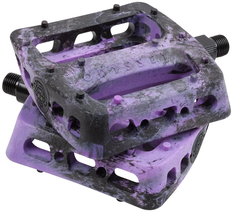 Load image into Gallery viewer, Odyssey Twisted Pro PC Pedals - Platform Composite/Plastic 9/16" BLK/Purple Swirl

