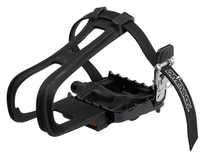 Load image into Gallery viewer, Dimension Sport Combo Pedals/Toe Clip Combo - Plastic 9/16" Black
