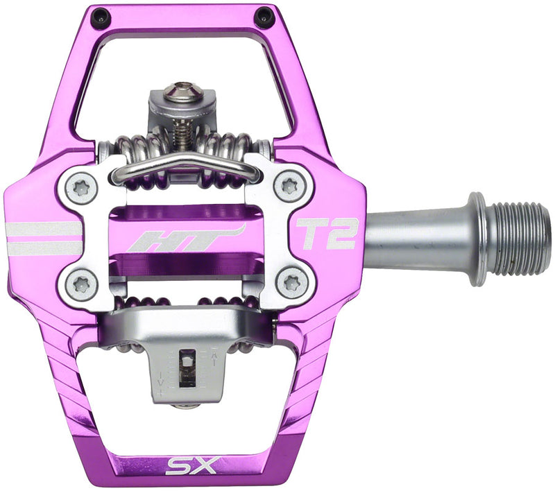 Load image into Gallery viewer, HT Components T2-SX Pedals - Dual Sided Clipless Platform Aluminum 9/16" Purple
