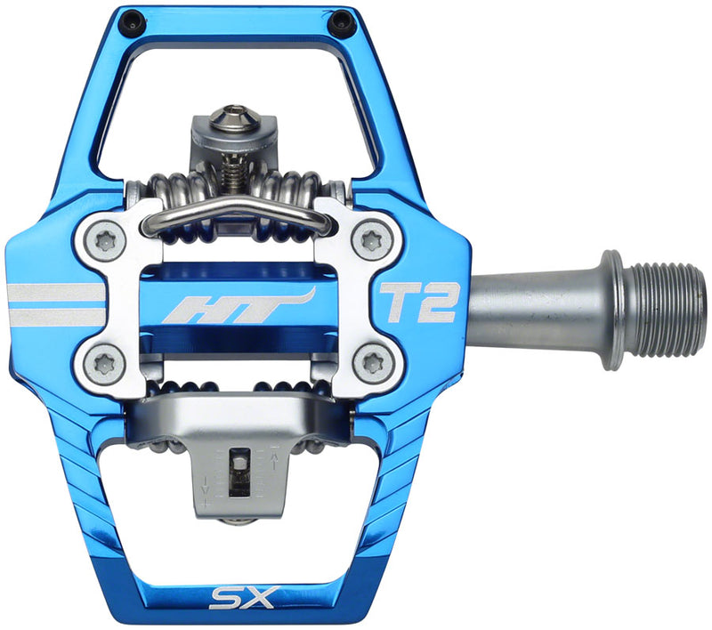 Load image into Gallery viewer, HT Components T2-SX Pedals - Dual Sided Clipless Platform Aluminum 9/16" Royal Blue
