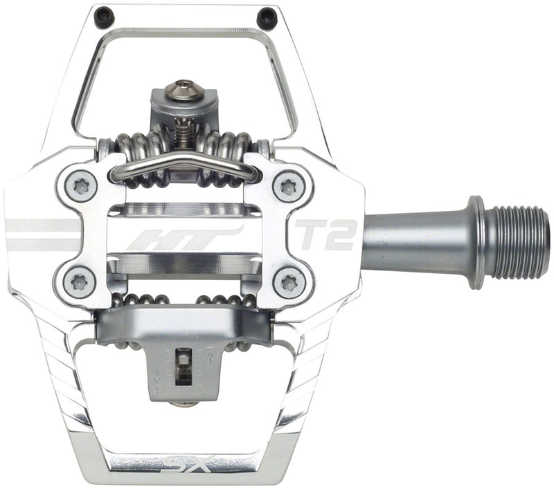 Load image into Gallery viewer, HT Components T2-SX Pedals - Dual Sided Clipless Platform Aluminum 9/16" Silver
