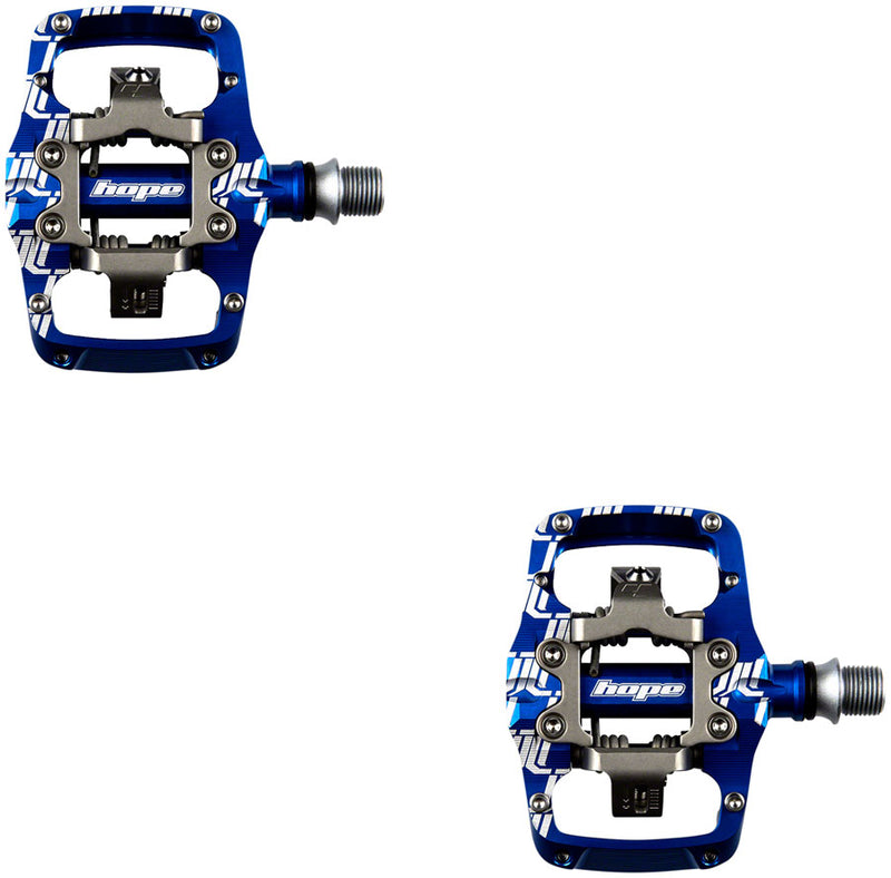 Load image into Gallery viewer, Hope Union TC Pedals - Dual Sided Clipless with Platform 9/16" Blue
