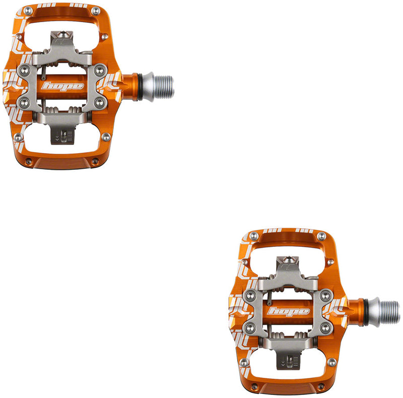 Load image into Gallery viewer, Hope Union TC Pedals - Dual Sided Clipless with Platform 9/16" Orange

