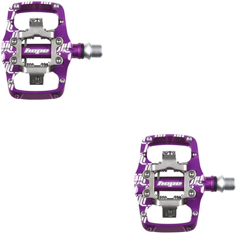 Load image into Gallery viewer, Hope Union TC Pedals - Dual Sided Clipless with Platform 9/16" Purple

