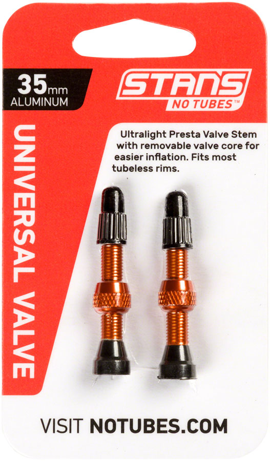 Load image into Gallery viewer, Stan's Alloy Valve Stems - 35mm Pair Orange
