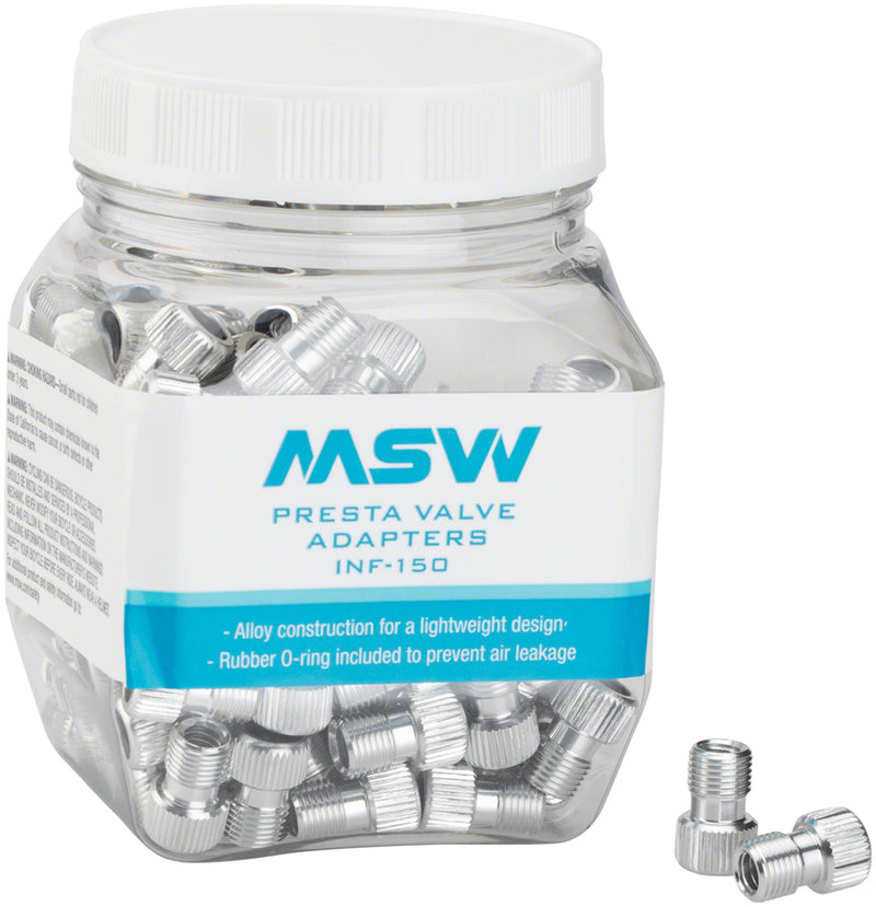Load image into Gallery viewer, MSW Presta Valve to Schrader Valve Adapter Jar of 150
