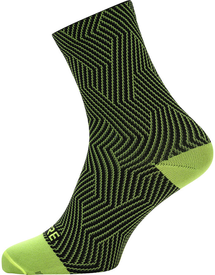 Load image into Gallery viewer, GORE C3 Mid Socks - 6.7&quot; Neon Yellow/Black Mens 8-9.5
