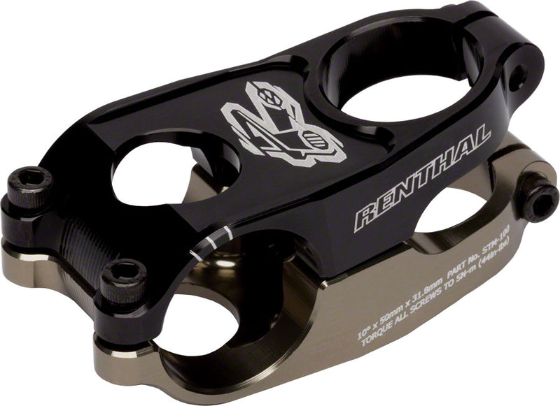 Load image into Gallery viewer, Renthal Duo Stem - 50mm 31.8 Clamp +/-10 1 1/8" Aluminum Black/Gold
