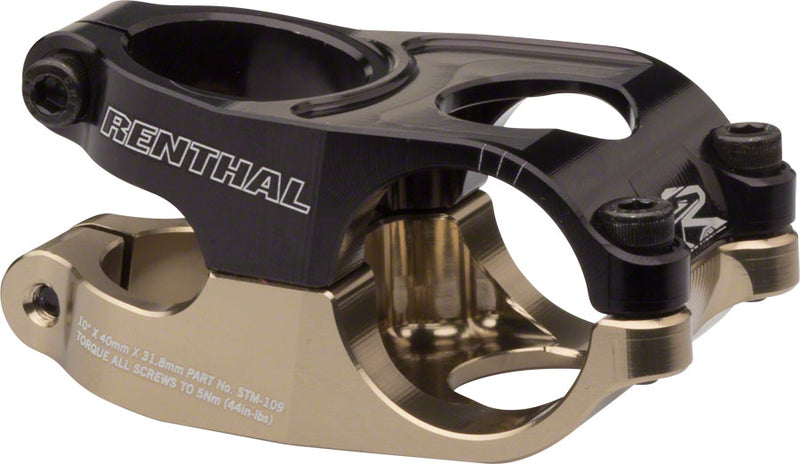 Load image into Gallery viewer, Renthal Duo Stem - 40mm 31.8 Clamp +/-10 1 1/8" Aluminum Black/Gold
