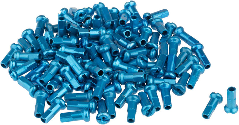 Load image into Gallery viewer, DT Swiss Standard Spoke Nipples - Aluminum 2.0 x 12mm Turquoise Box of 100
