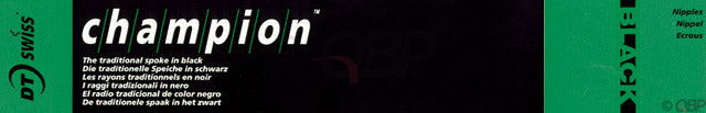 Load image into Gallery viewer, DT Swiss Champion Spoke: 2.0mm Blanks 315mm J-bend Black Box of 100
