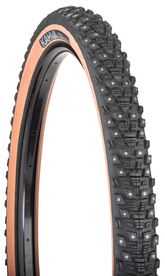 Load image into Gallery viewer, 45NRTH Kahva Tire - 29 x 2.25 Tubeless Folding Tan 60 TPI 252 Concave Carbide Studs
