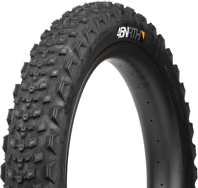 Load image into Gallery viewer, 45NRTH Dillinger 4 Tire - 27.5 x 4.0 Tubeless Folding BLK 120 TPI 168 Large Concave Carbide Aluminum Studs
