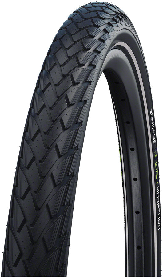 Schwalbe Green Marathon Tire - 27.5 x 1.65 Clincher Wire BLK/Reflective Performance Line GreenGuard TwinSkin Addix