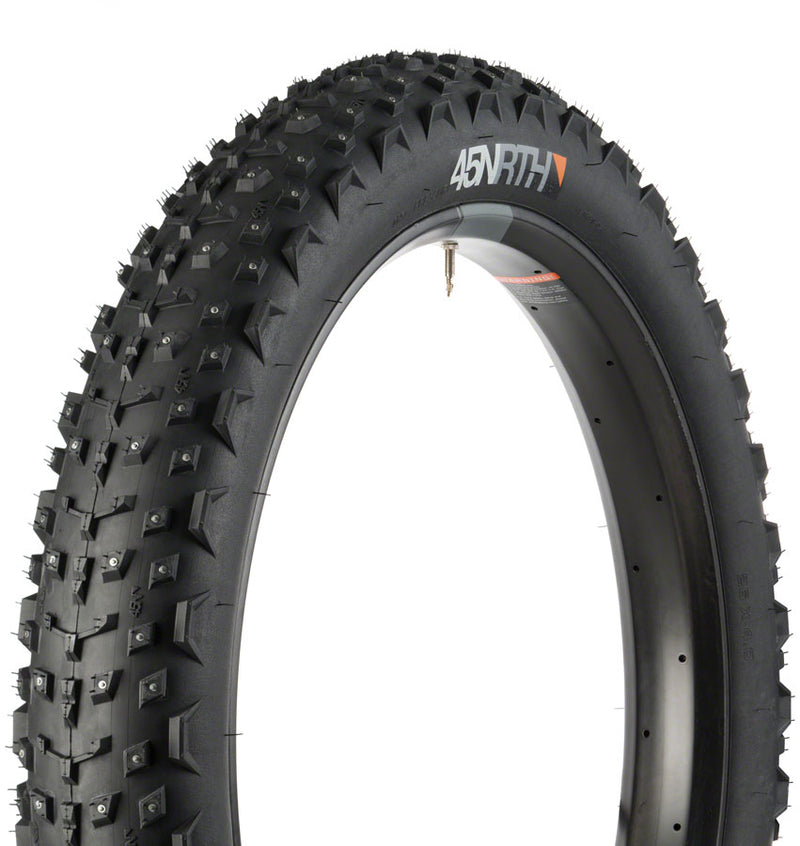 Load image into Gallery viewer, 45NRTH Dillinger 4 Tire - 26 x 4 Tubeless Folding BLK 60tpi 240 Carbide Steel Studs
