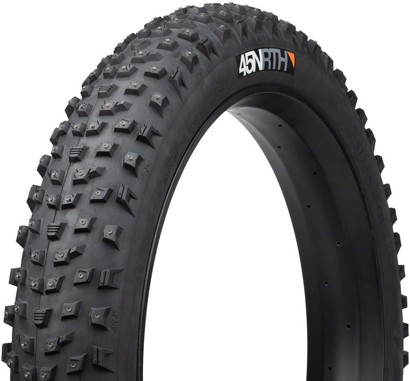 Load image into Gallery viewer, 45NRTH Wrathlorde Tire - 26 x 4.2 Tubeless Folding BLK 120 TPI 300 XL Concave Carbide Aluminum Studs
