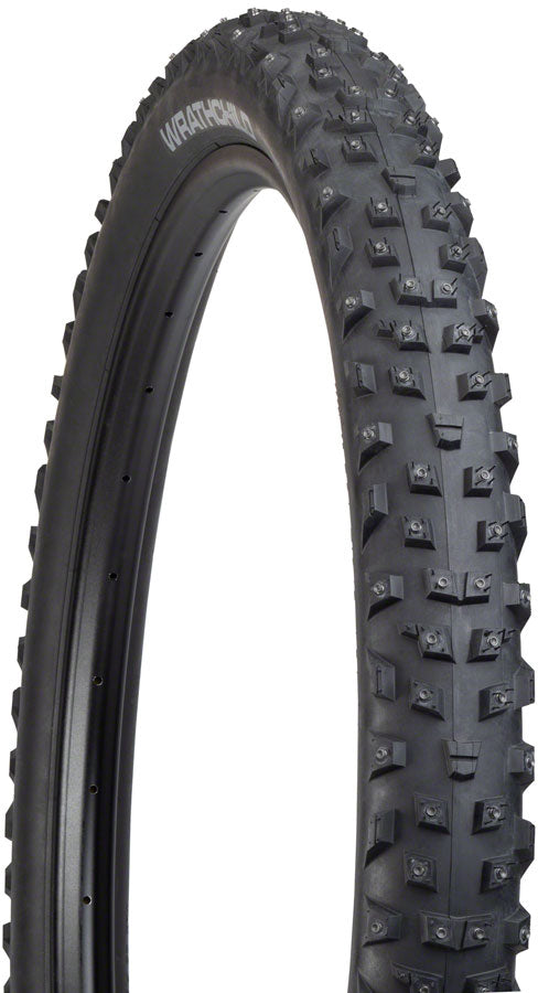 Load image into Gallery viewer, 45NRTH Wrathchild Tire - 29 x 2.6 Tubeless Folding BLK 120 TPI 252 XL Concave Carbide Aluminum Studs
