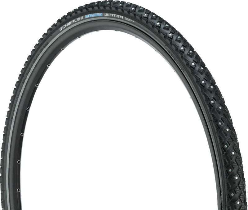 Load image into Gallery viewer, Schwalbe Marathon Winter Plus Tire - 700 x 40 Clincher Wire BLK/Reflective Performance Line 240 Steel Studs
